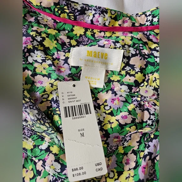 NWT- Maeve Anthropologie - Ashleigh Puff Sleeve Blouse - Size M - Picture 11 of 11